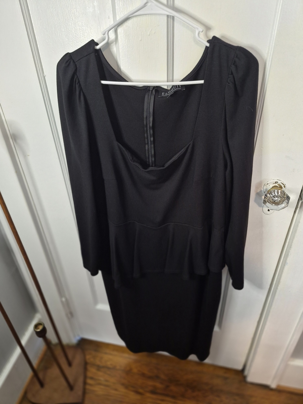 Eloquii Black Long-Sleeve Peplum Dress